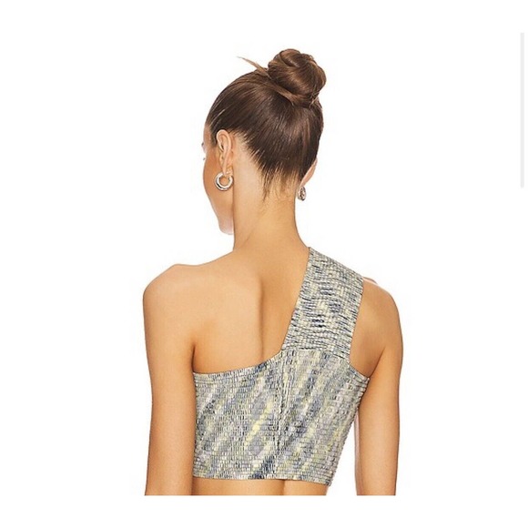 Simkhai Elyssa Draped Top Women's Size M Basil Space Dye Rayon One Shoulder - Picture 3 of 3